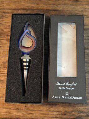 Handcrafted Blue & Purple Glass Bottle Stopper By Ashley Nicole Designs